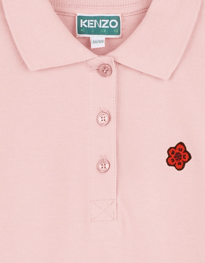 Girls Boke Flower Polo Dress in Pink