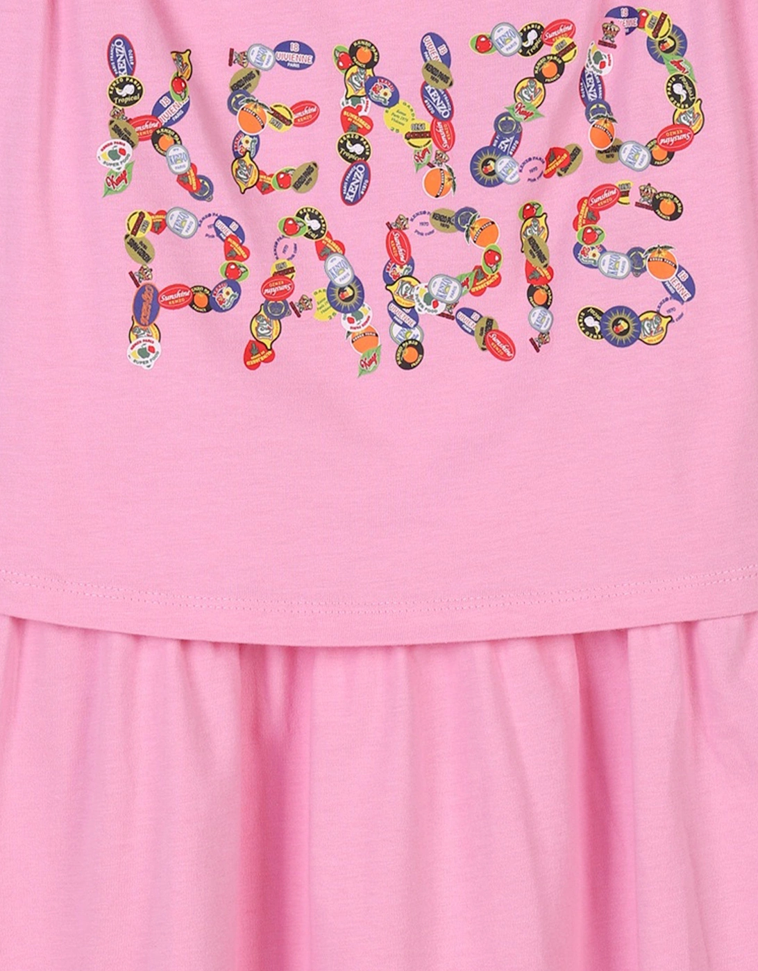 Girls Paris Logo Dress in Pink