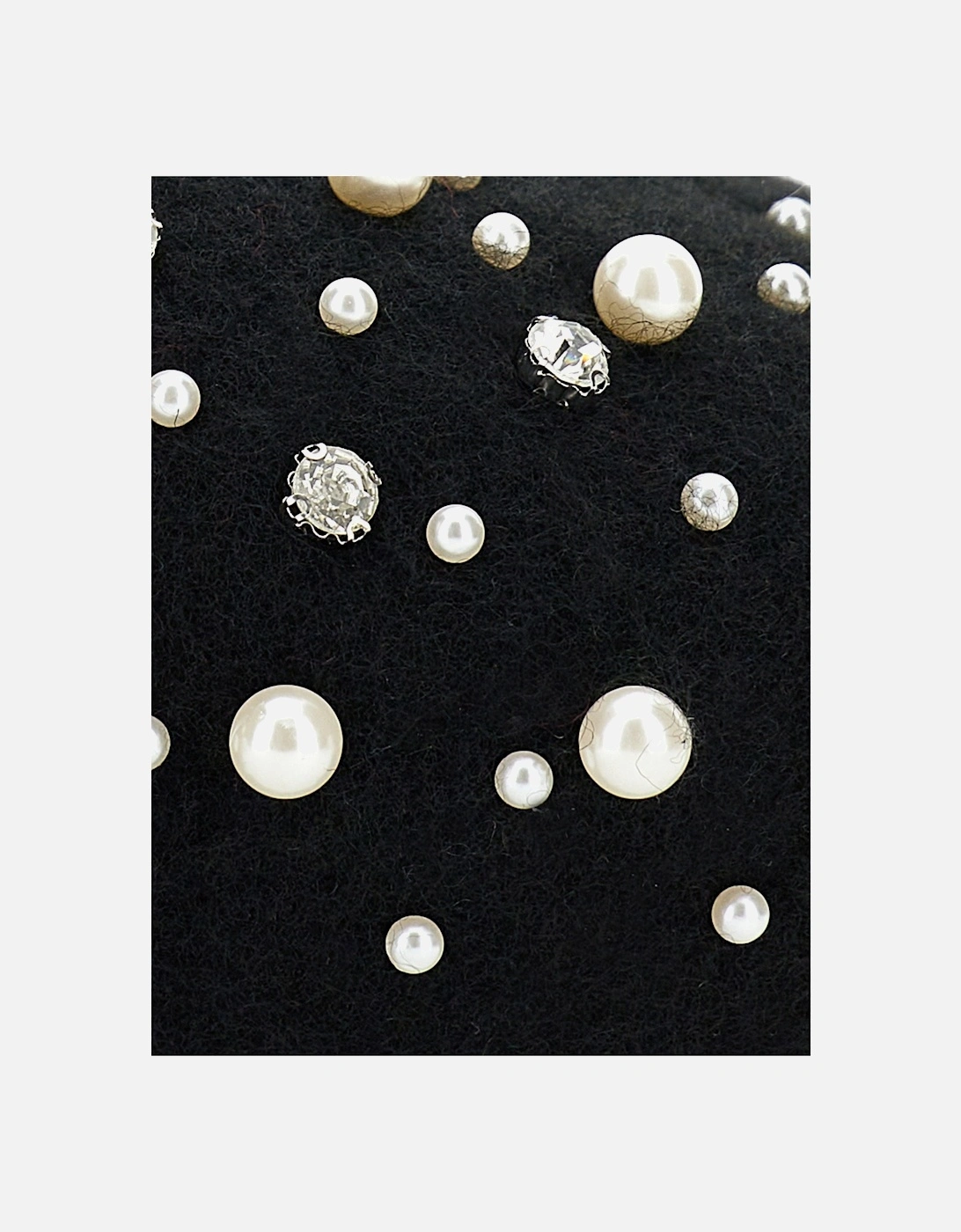 Girls Pearl Applique Beret in Black