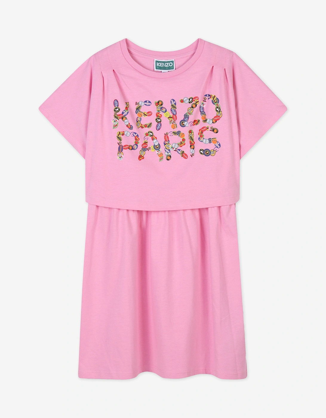 Girls Paris Logo Dress in Pink, 5 of 4