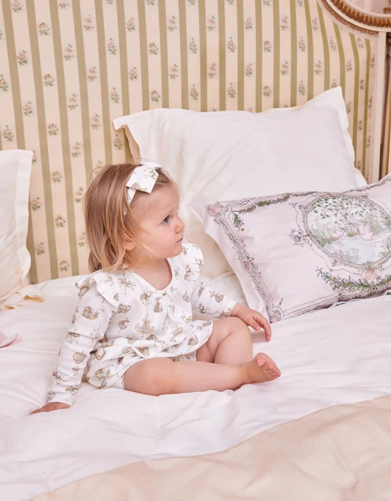 Baby Girls Carousel Jersey Dress in White