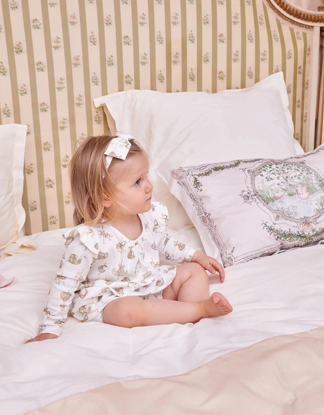Baby Girls Carousel Jersey Dress in White