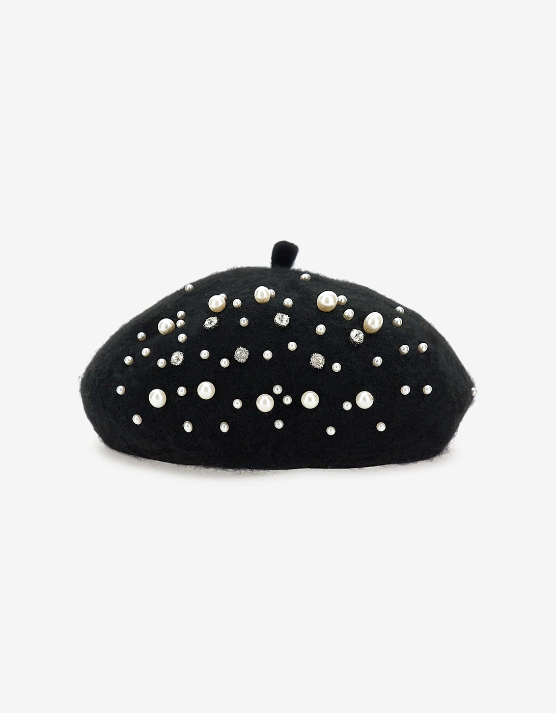 Girls Pearl Applique Beret in Black, 5 of 4
