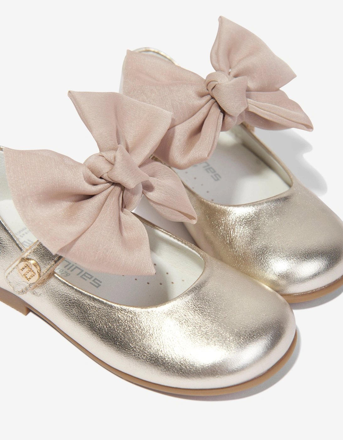 Girls Leather Bow Shoes in Gold