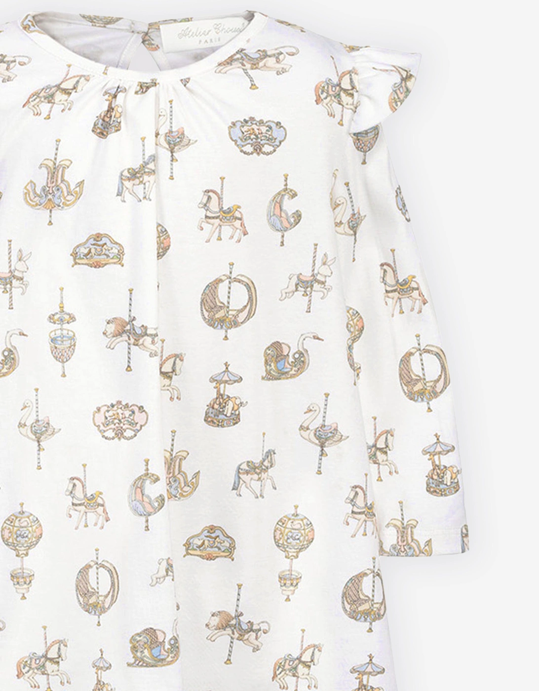 Baby Girls Carousel Jersey Dress in White