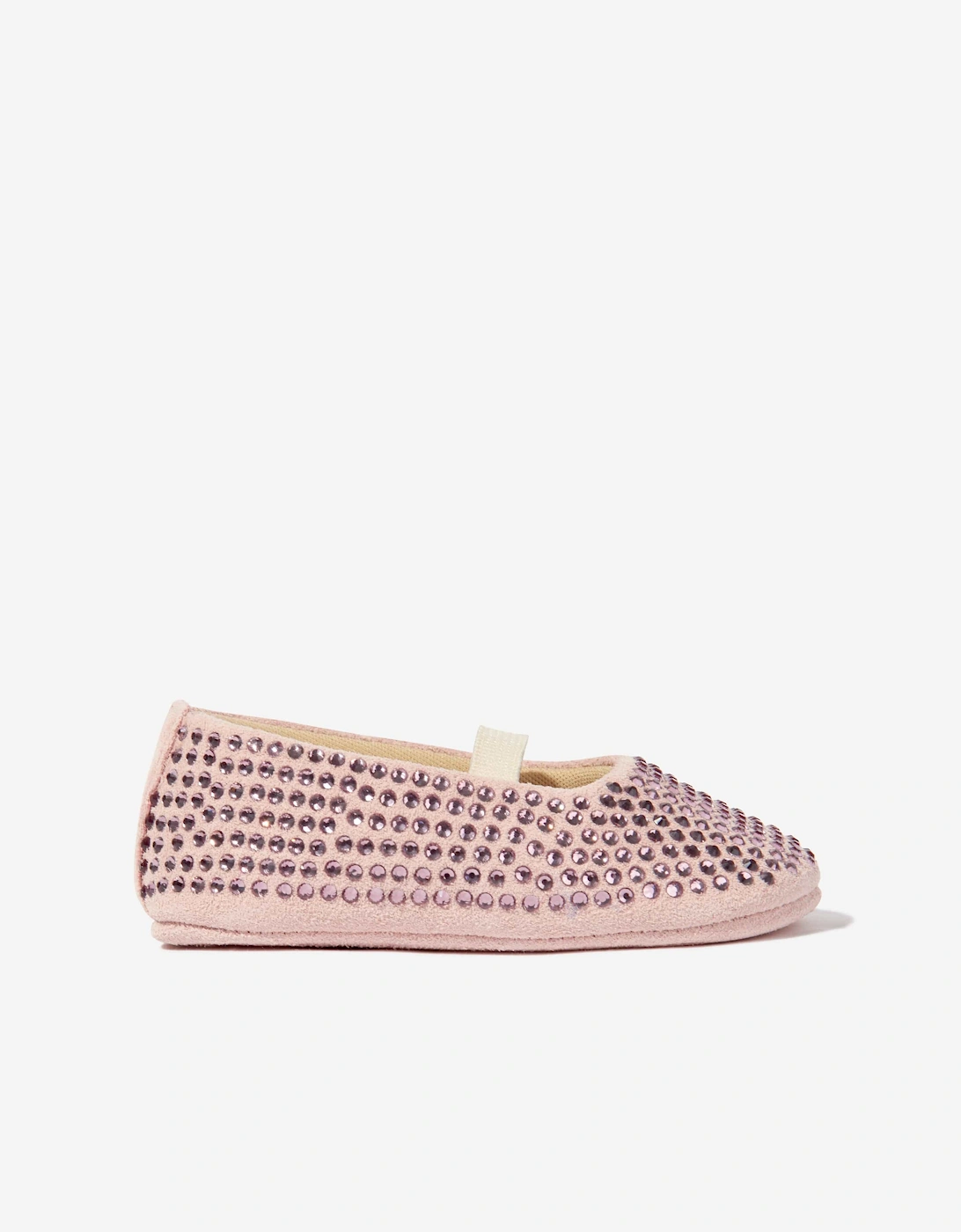 BABYWALKER Baby Girls Leather Diamonds Allover Ballerinas in Pink, 5 of 4