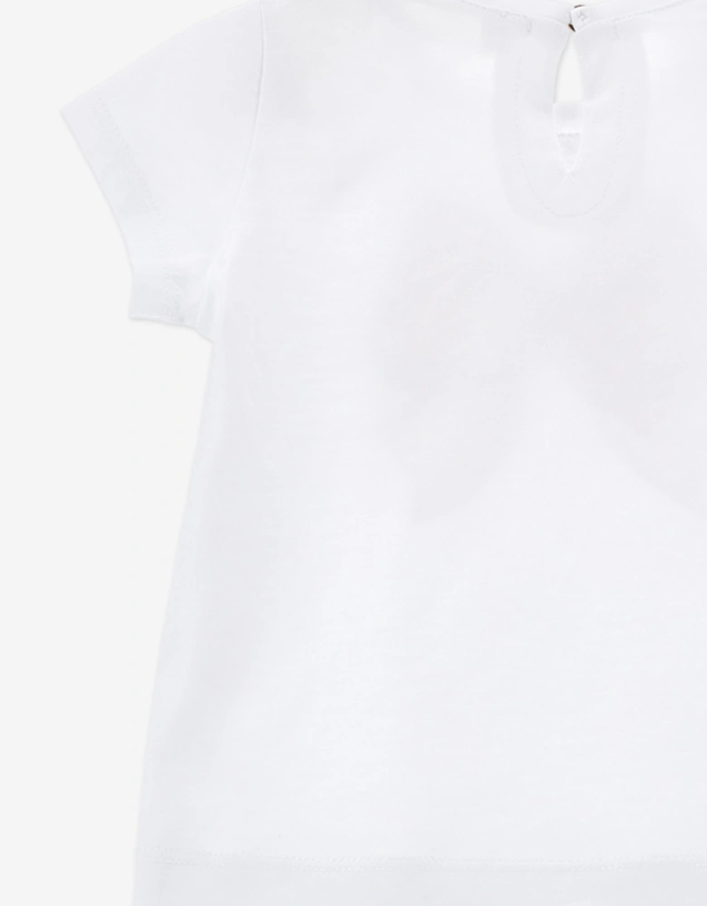 Baby Girls Bow Print T-Shirt in White
