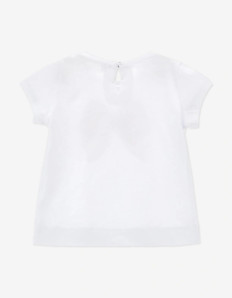 Baby Girls Bow Print T-Shirt in White