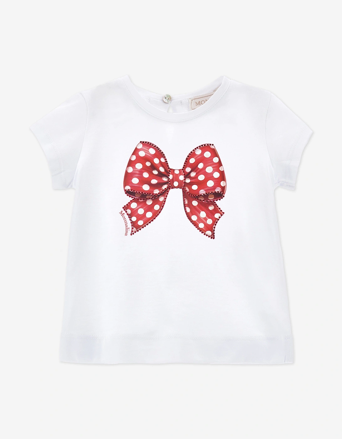 Baby Girls Bow Print T-Shirt in White, 5 of 4