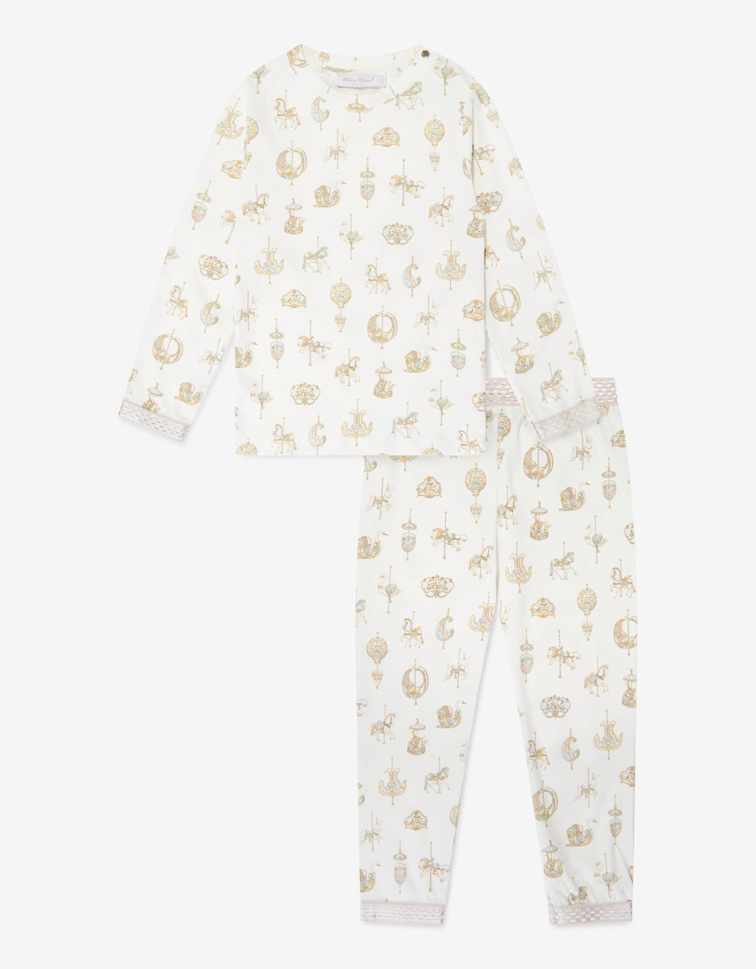 Atelier Choux Kids Carousel Loungewear Set in White - Size: 2 years/3 years