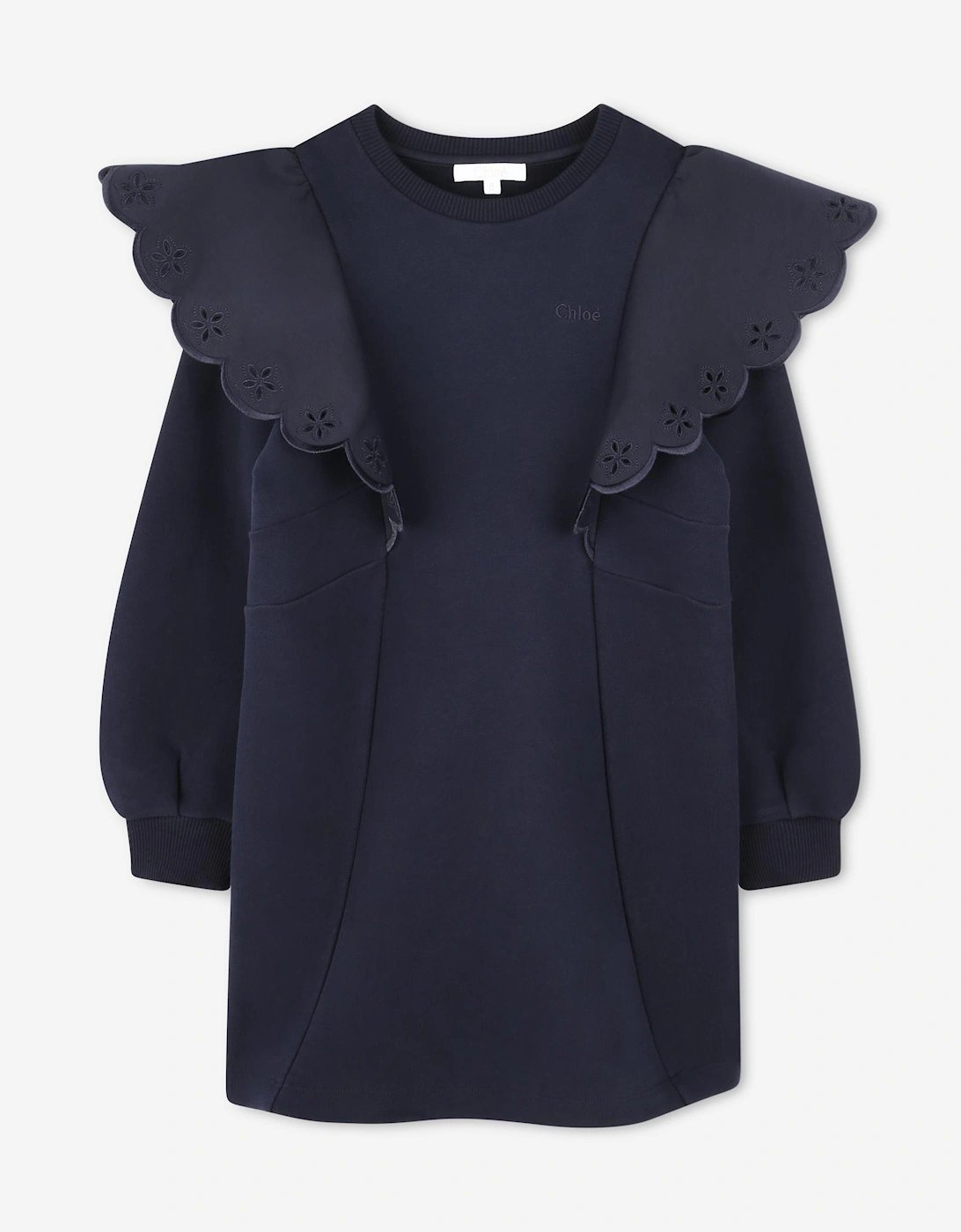 Girls Ruffle Sweater Dress in Navy