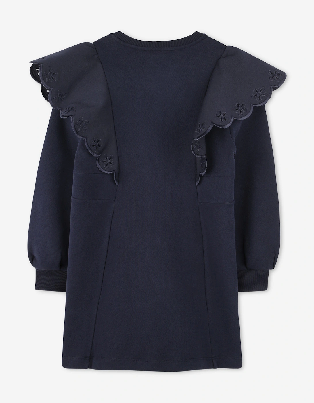 Girls Ruffle Sweater Dress in Navy