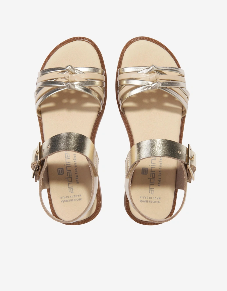 Girls Leather Sandals in Gold