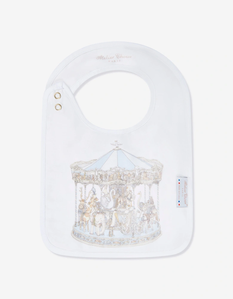 Baby Boys Carousel Swaddle And Satin Bib Gift Set in Blue
