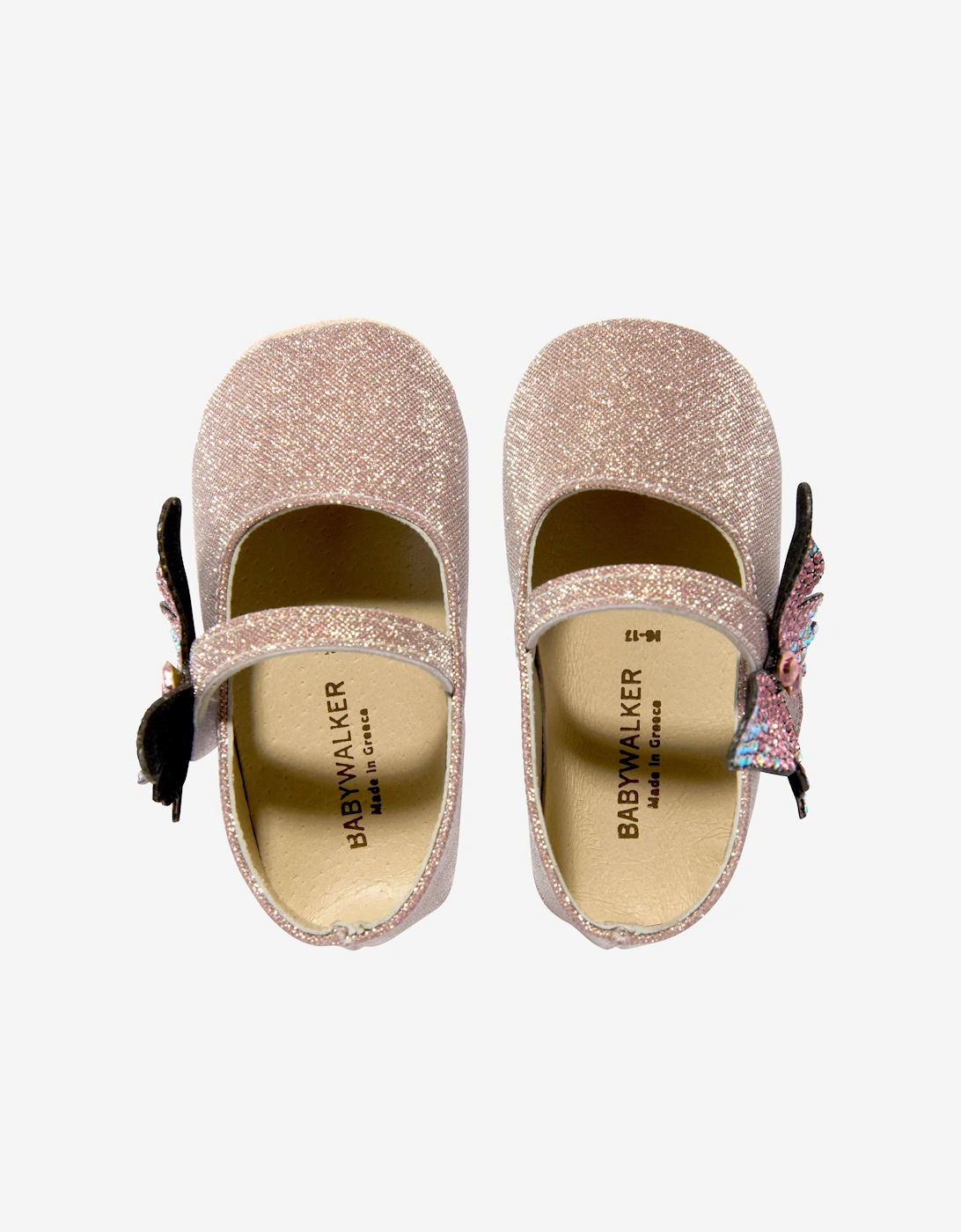 BABYWALKER Baby Girls Strass Butterfly Shiny Ballerinas in Pink