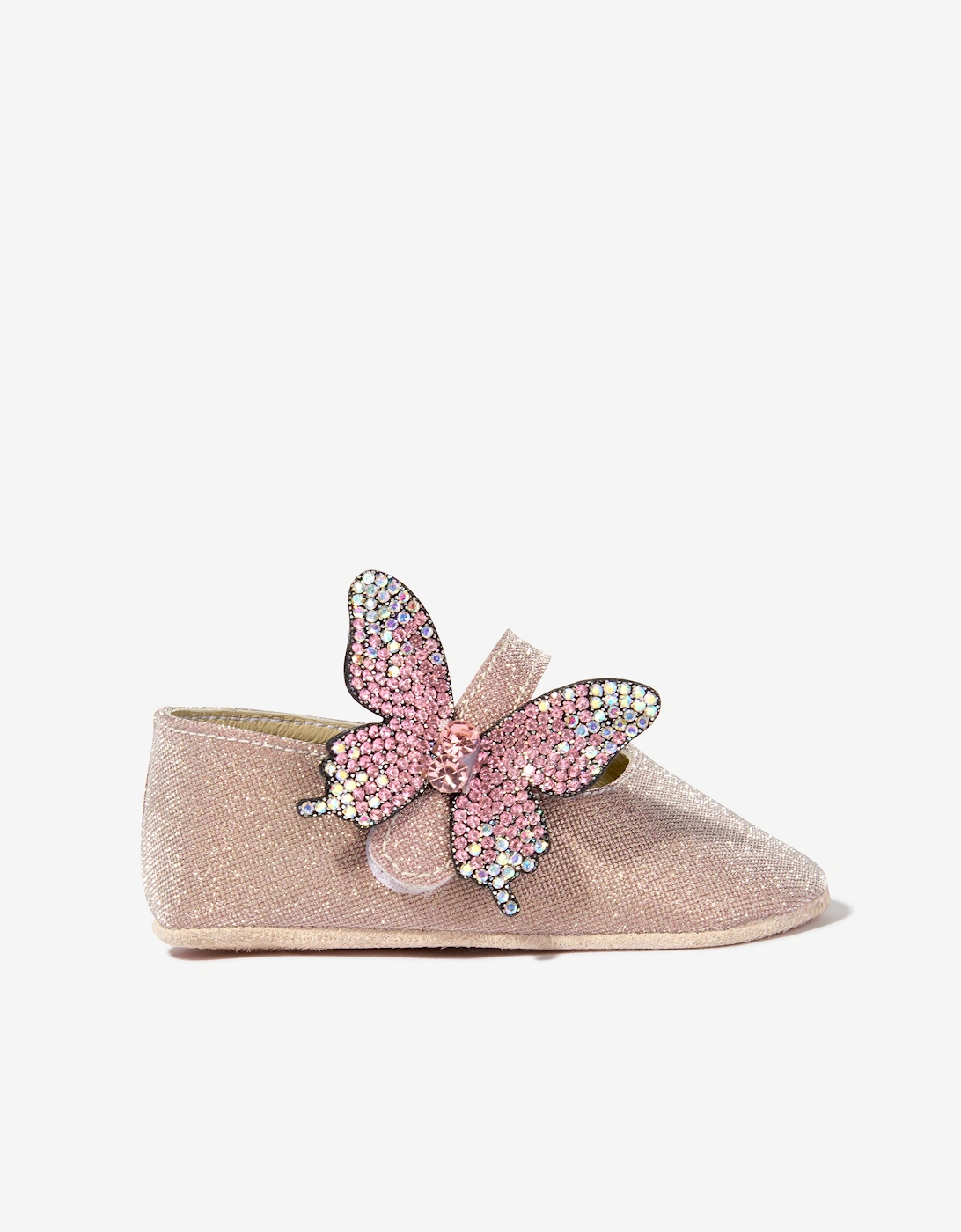 BABYWALKER Baby Girls Strass Butterfly Shiny Ballerinas in Pink, 5 of 4