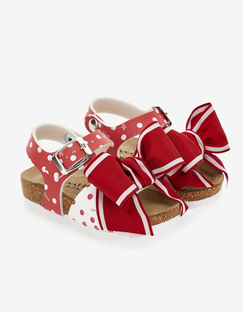 Girls Spotted Bow Sandals in Red