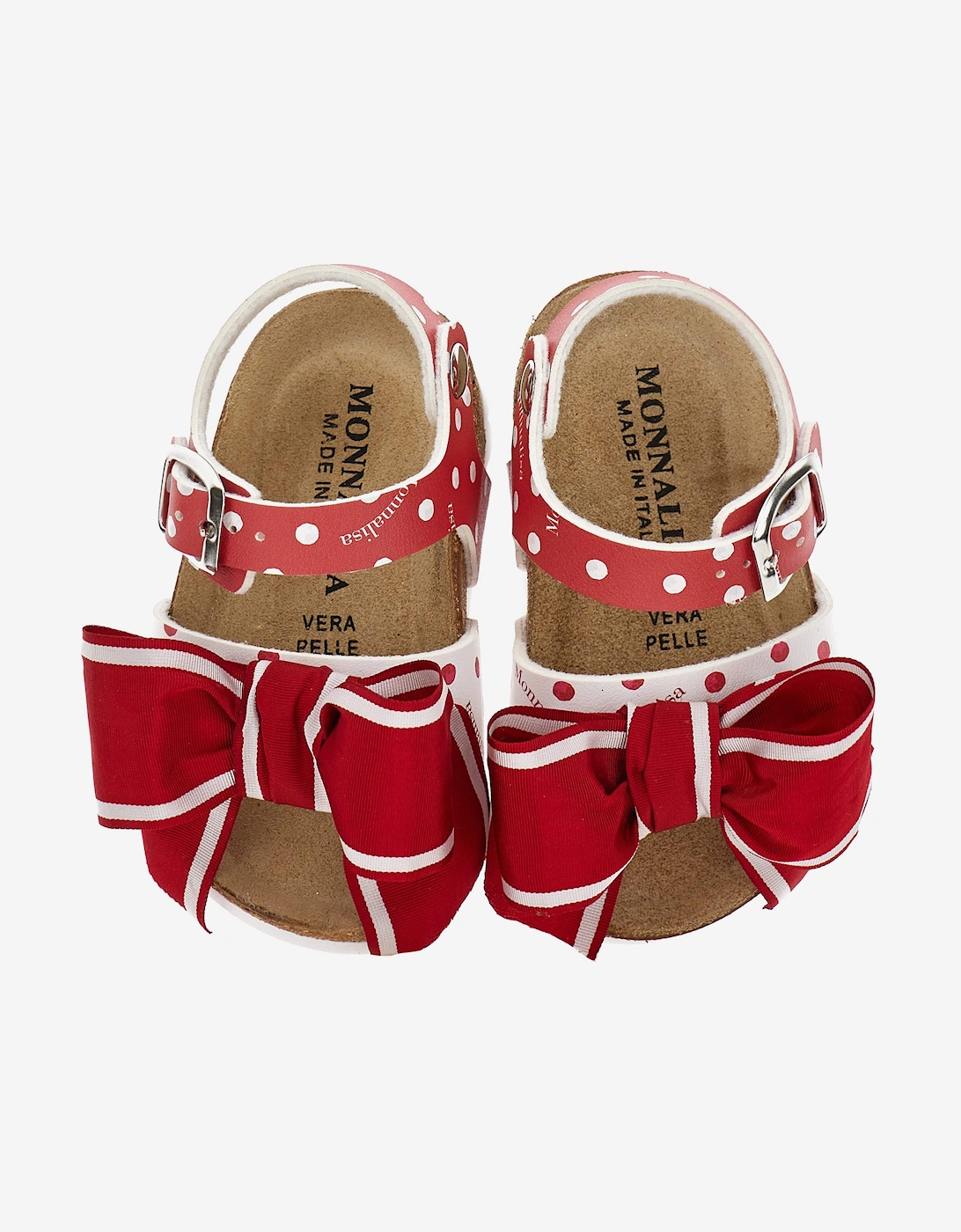 Girls Spotted Bow Sandals in Red