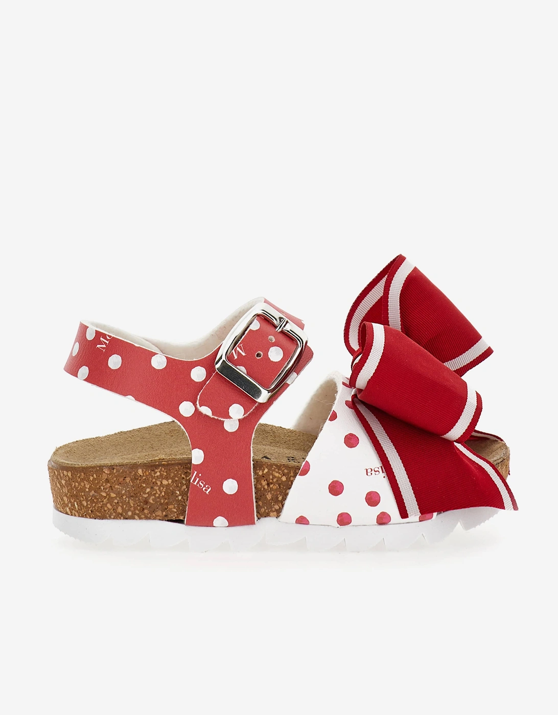 Girls Spotted Bow Sandals in Red, 5 of 4