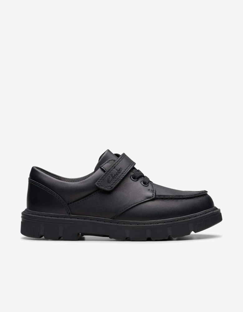 Boys Leather Lorcam Edge Shoes in Black