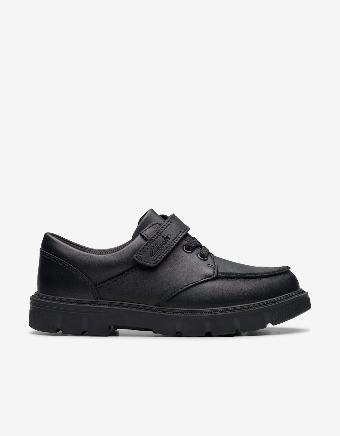 Clarks Boys Black 'S Leather Lorcam Edge Shoes In (Wide Fit) - Size: Eu 33.5 - Uk 1.5 Kids