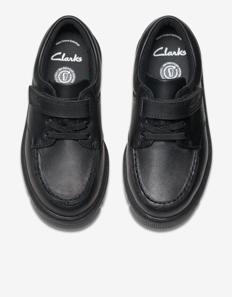Boys Leather Lorcam Edge Shoes in Black