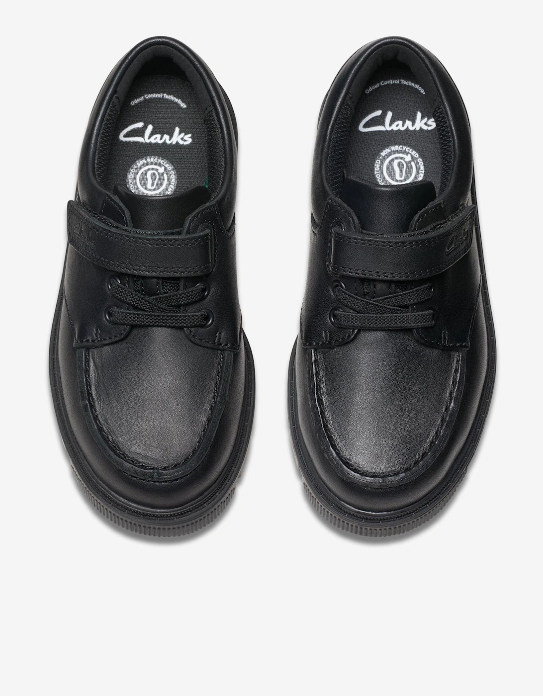 Boys Leather Lorcam Edge Shoes in Black
