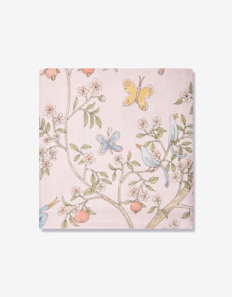 Baby Girls In Bloom Swaddle And Satin Bib Gift Set in Pink