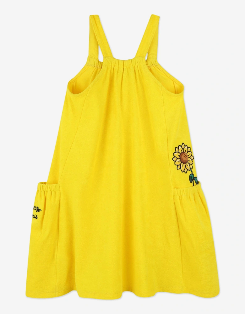 Girls Sunflower Sleeveless Dress in Yellow