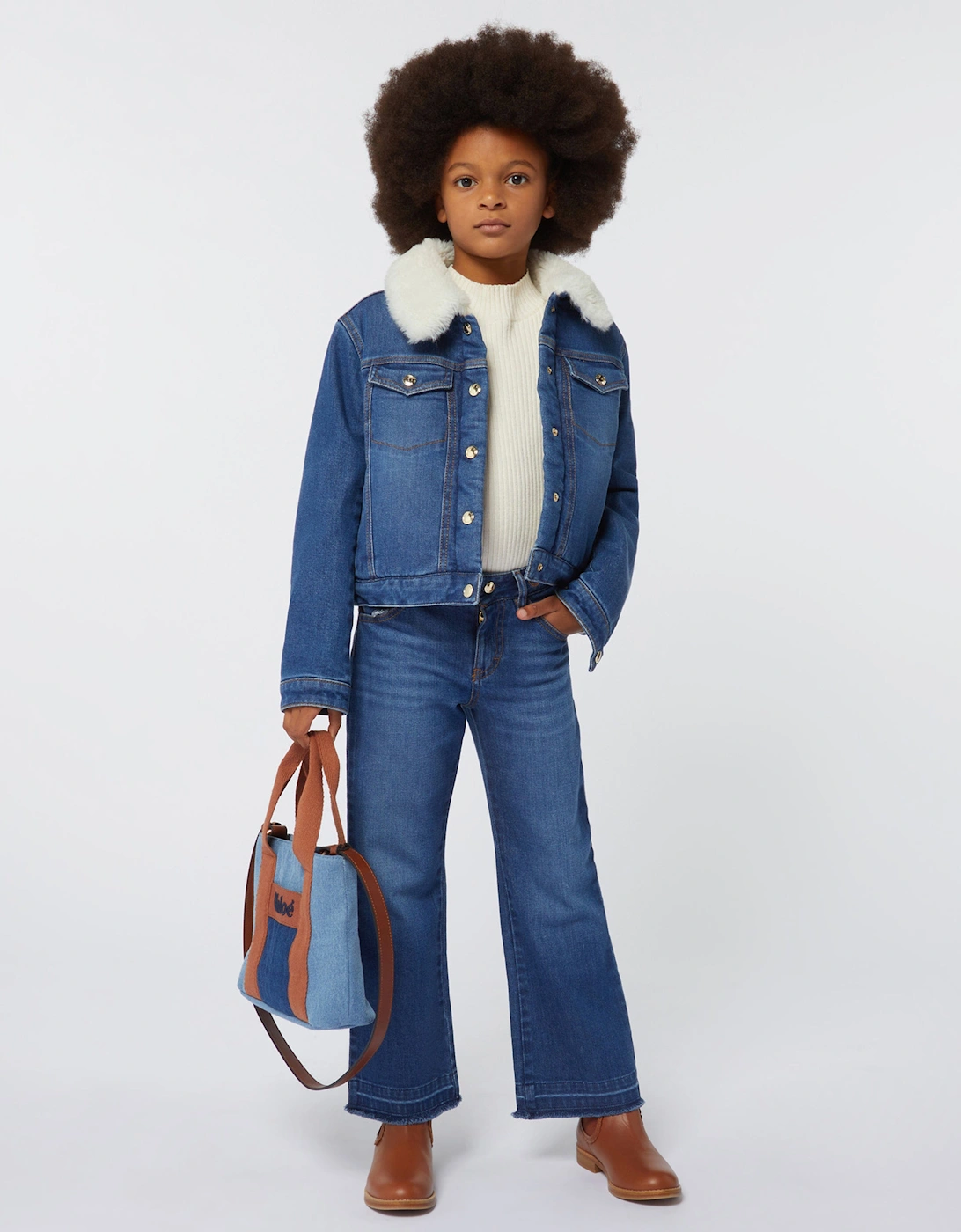 Girls Wide Leg Jeans in Blue