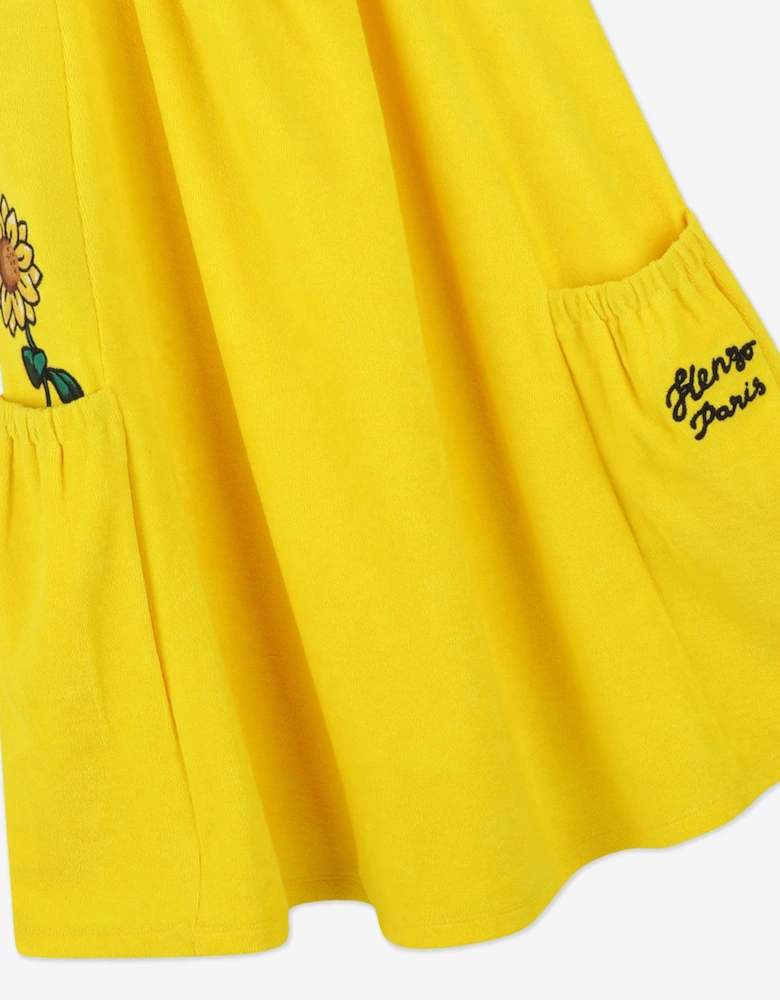 Girls Sunflower Sleeveless Dress in Yellow