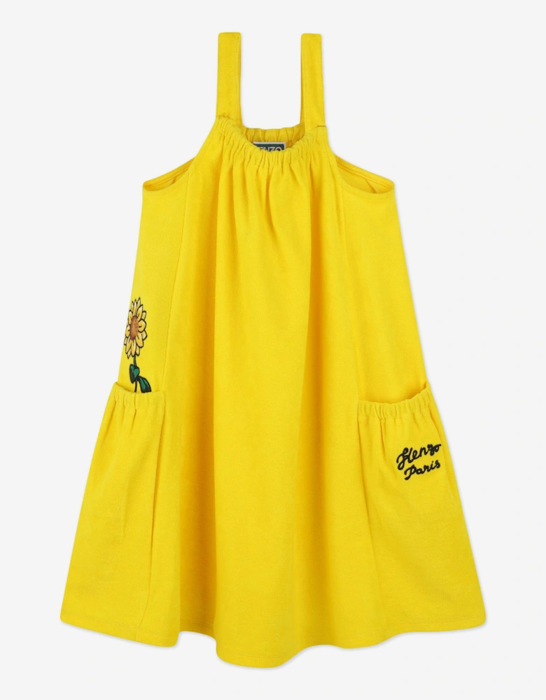 Girls Sunflower Sleeveless Dress in Yellow