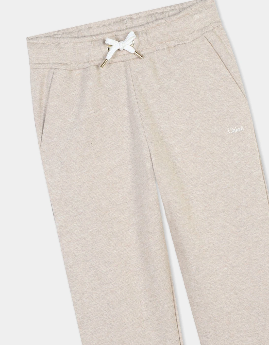 Girls Embroidered Joggers in Beige