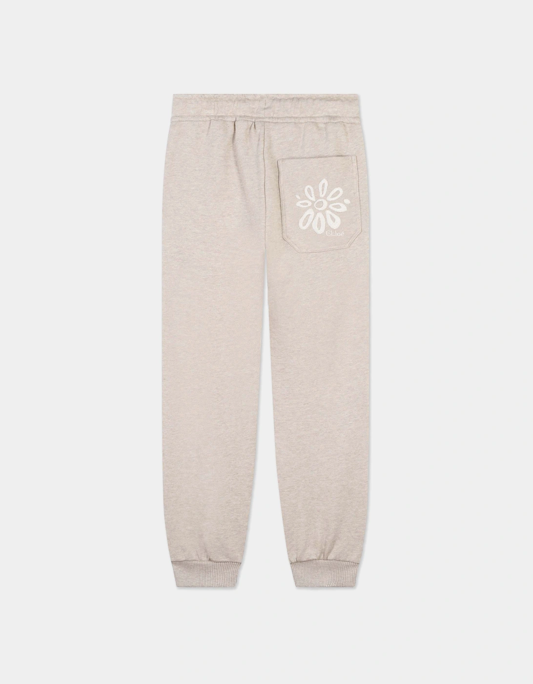 Girls Embroidered Joggers in Beige
