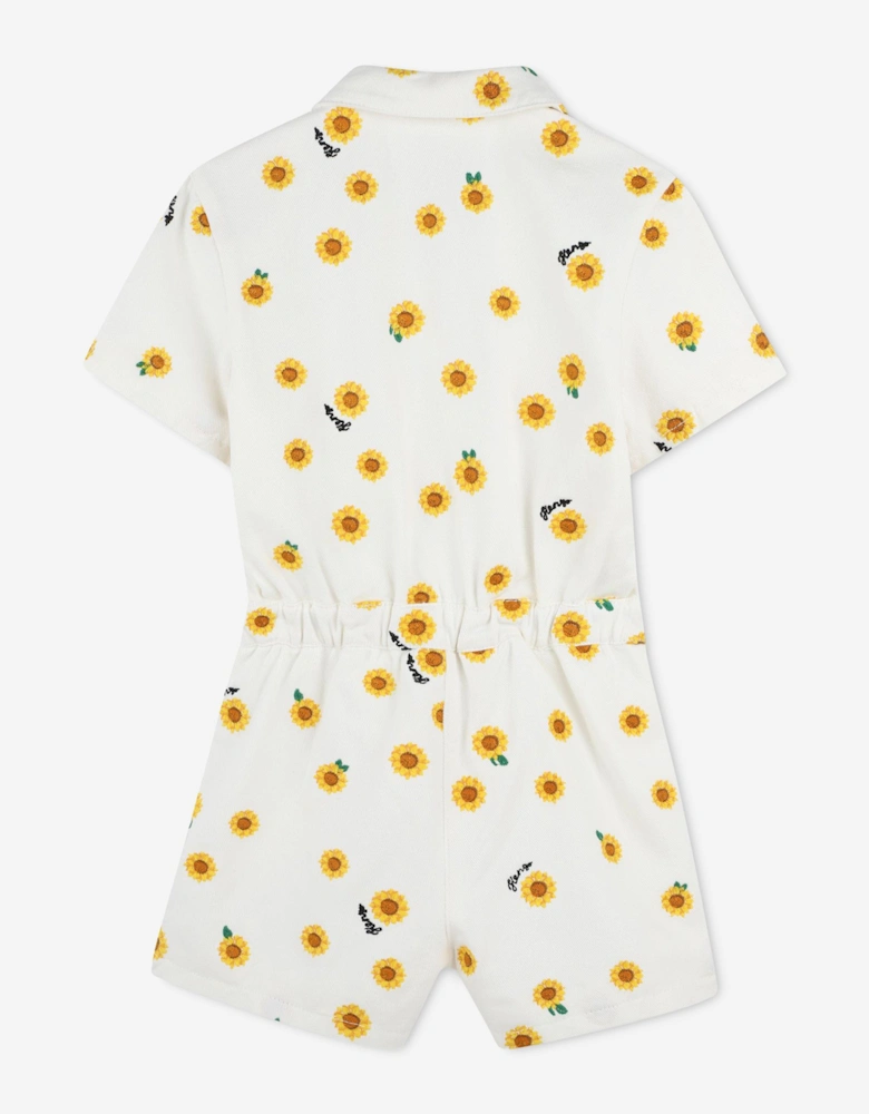 Girls Sunflower Playsuit in Ivory
