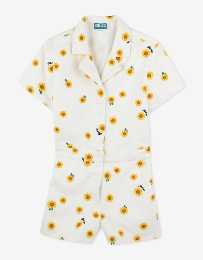 Girls Sunflower Playsuit in Ivory