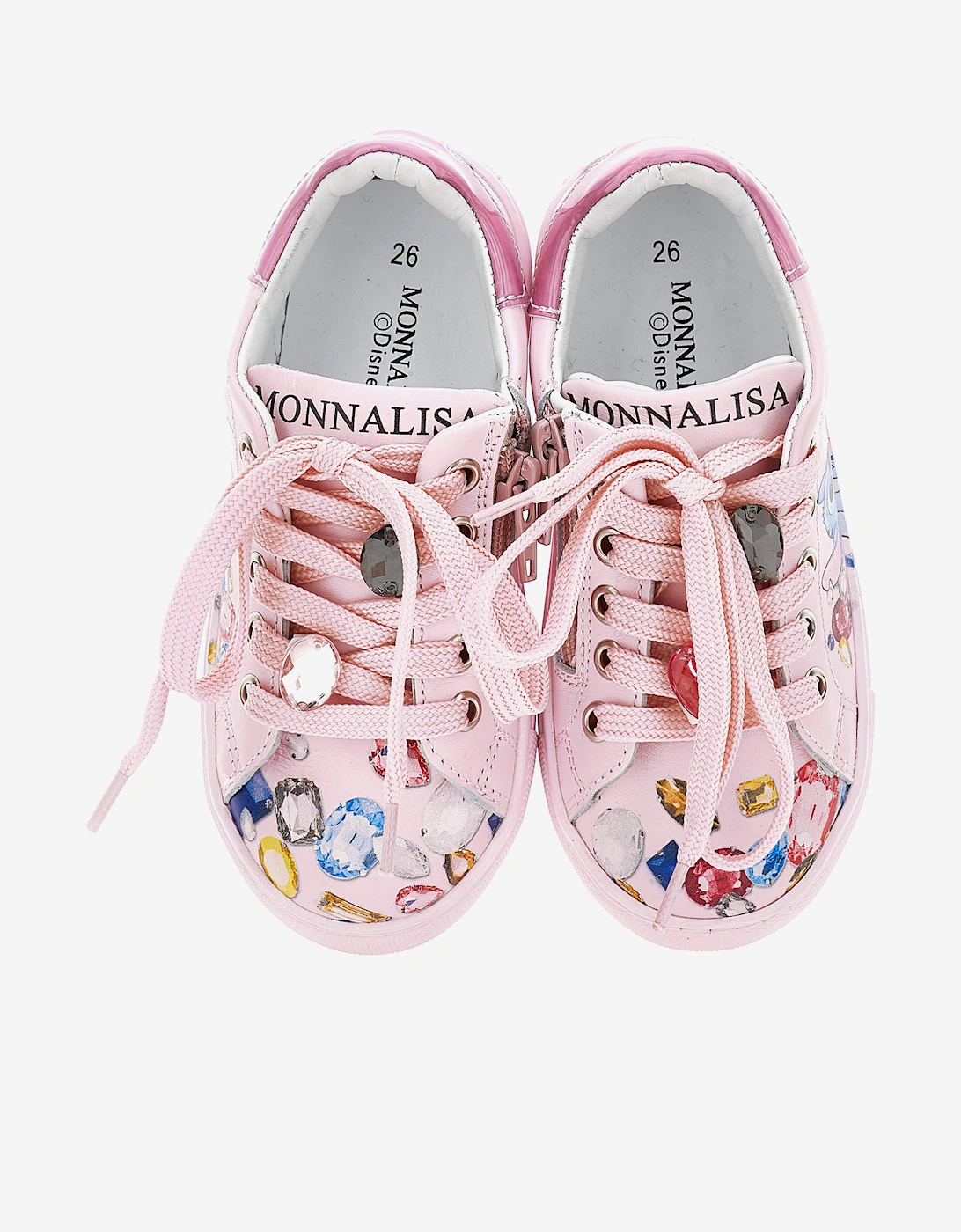 Girls Leather Stitch and Angel Trainers in Pink
