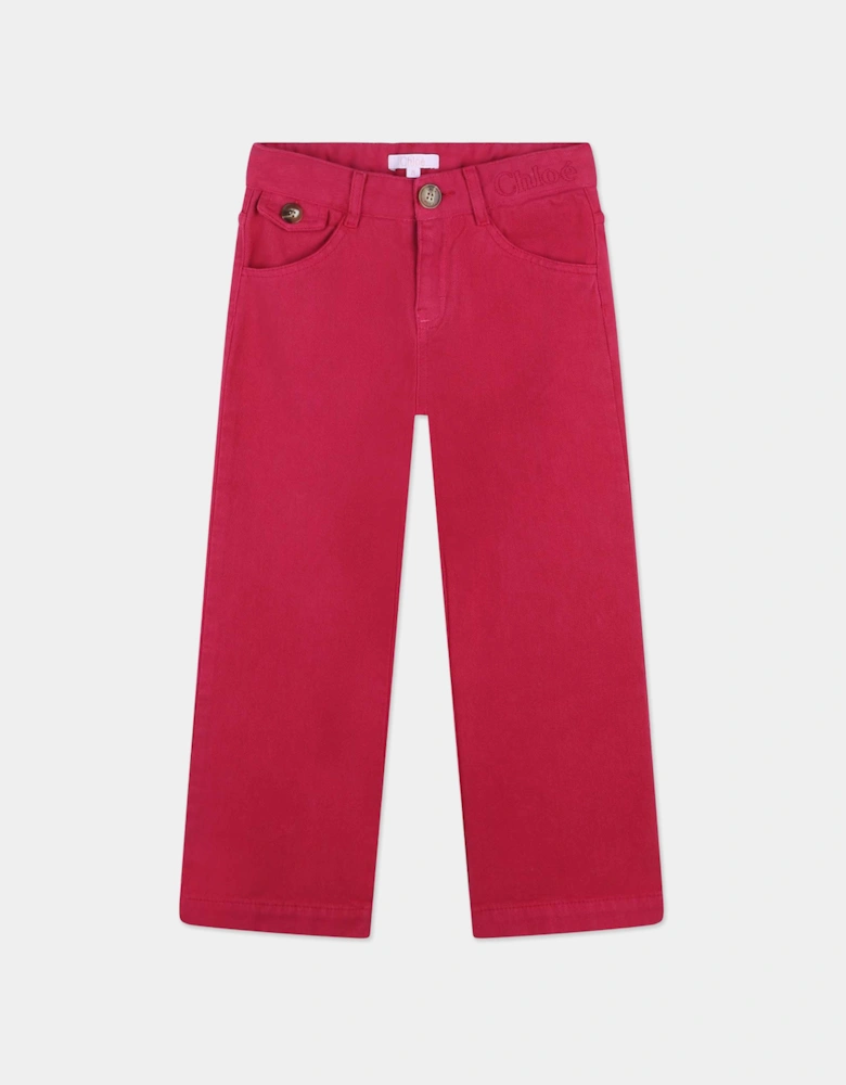 Girls Wide Leg Trousers in Pink