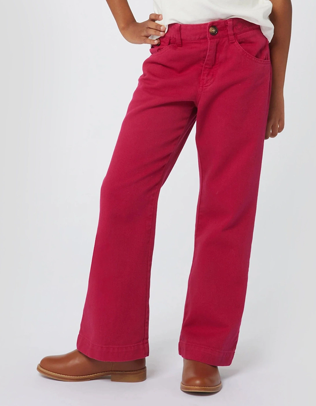 Girls Wide Leg Trousers in Pink, 5 of 4