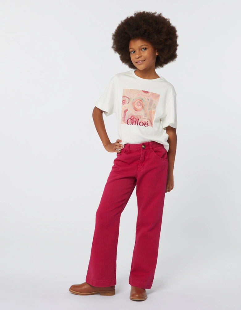Girls Wide Leg Trousers in Pink