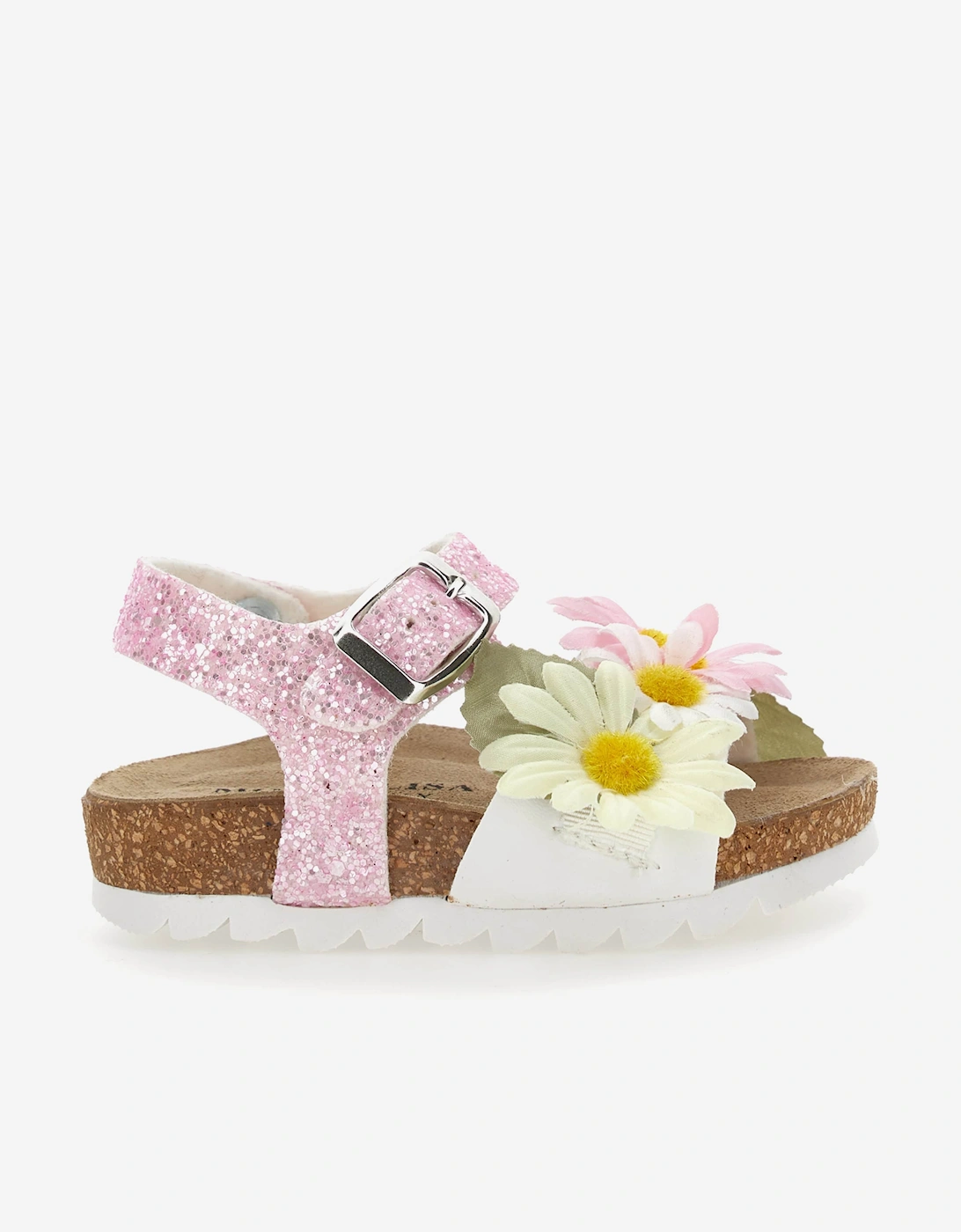 Girls Daisy Glitter Sandals in Pink, 5 of 4