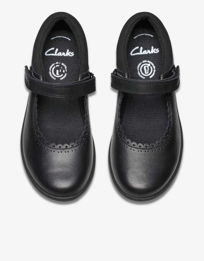 Girls Leather Etch Pure Shoes in Black