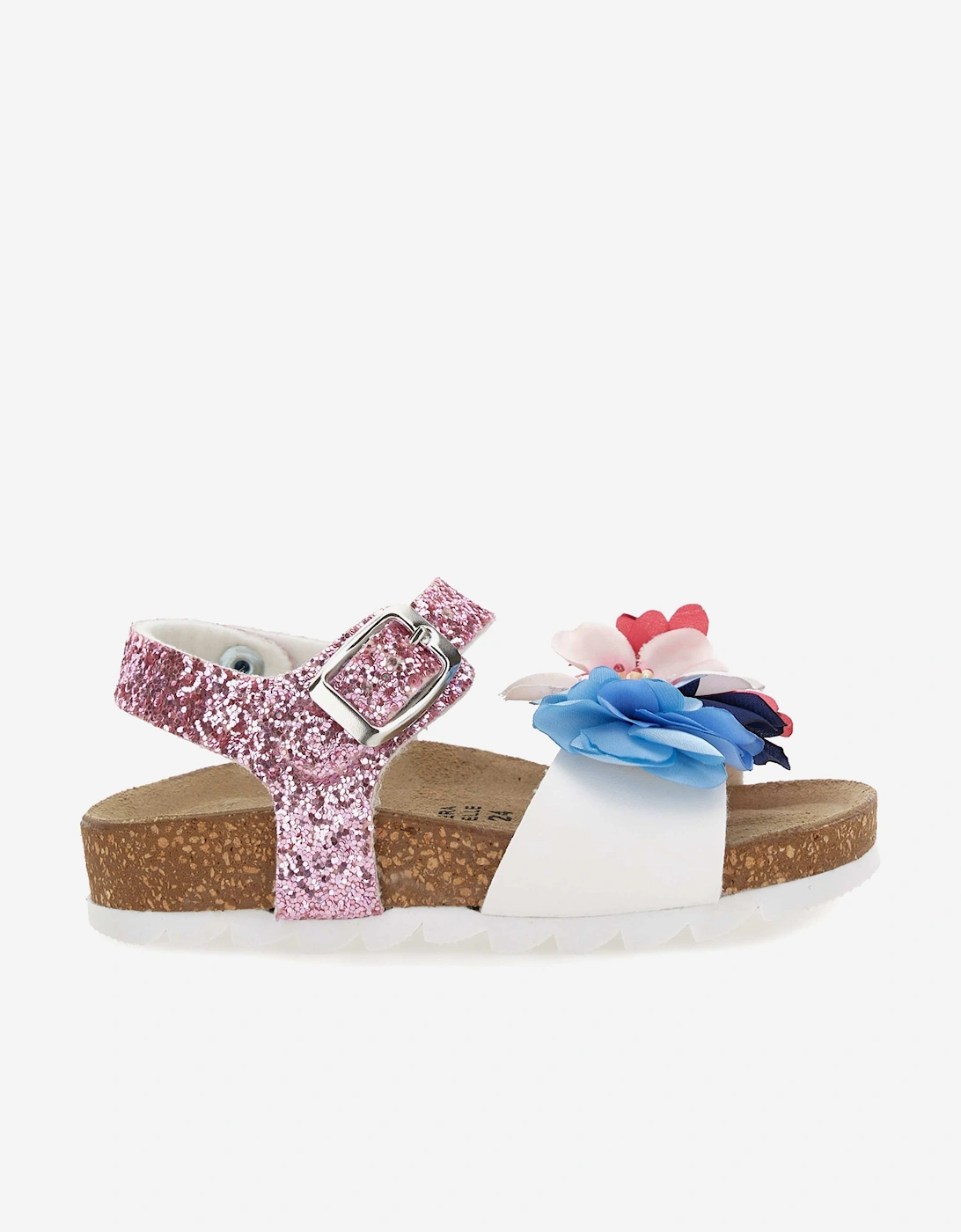 Girls Flower Glitter Sandals in Multicolour, 5 of 4