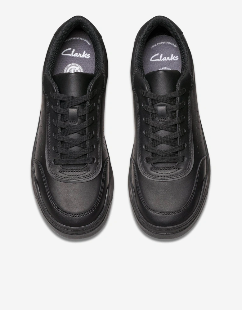Boys Leather Urban Solo Trainers in Black