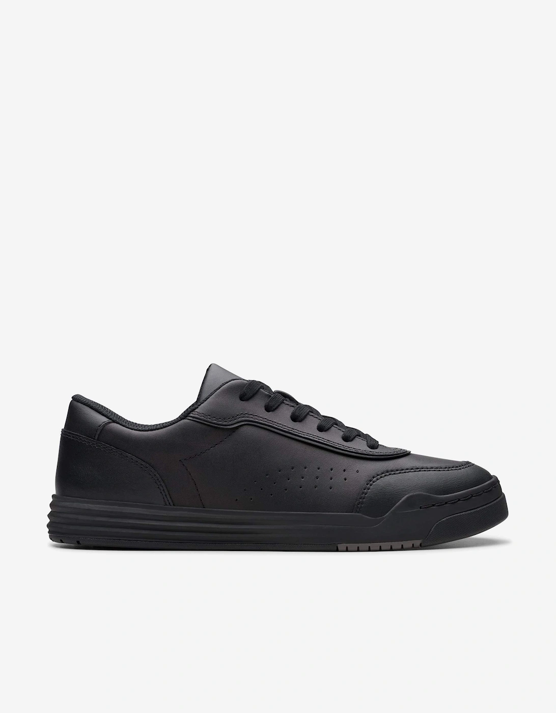 Boys Leather Urban Solo Trainers in Black, 5 of 4