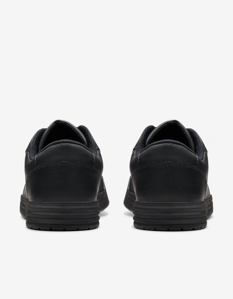 Boys Leather Urban Solo Trainers in Black