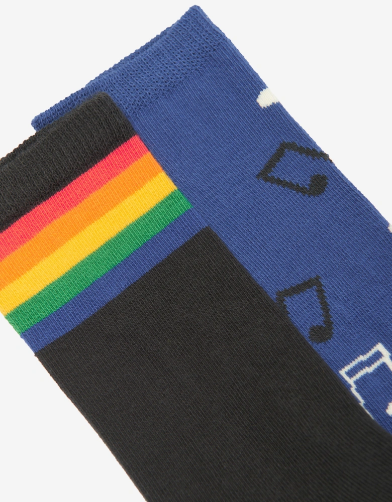 Kids Rainbow 2 Pack Socks Set in Multicolour