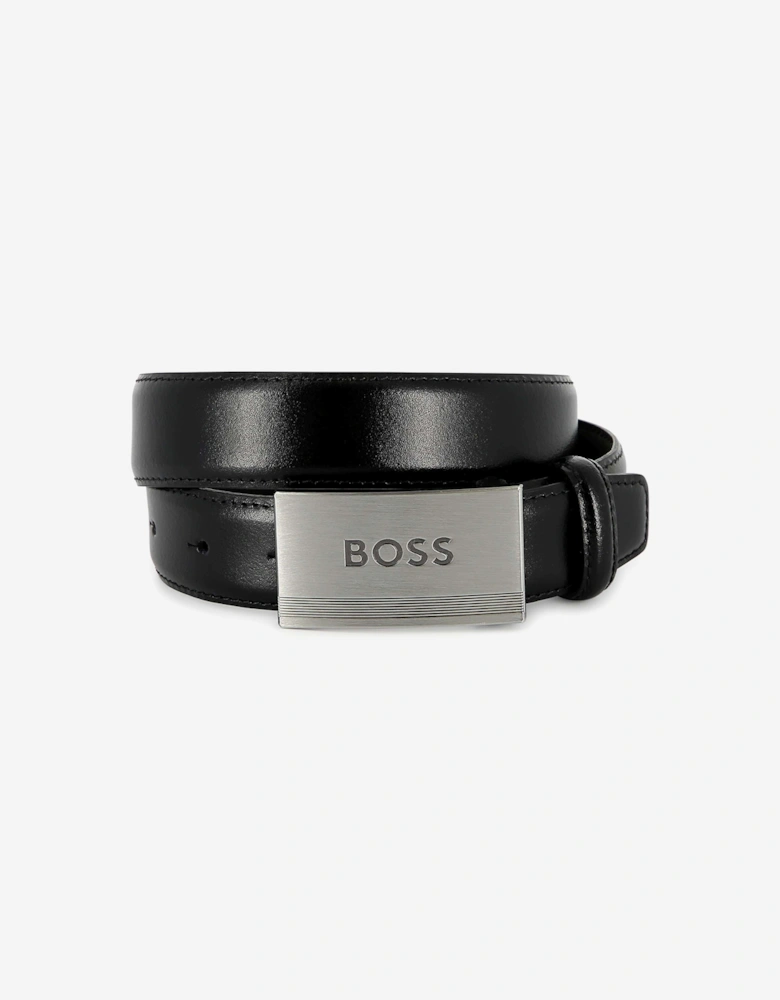 BOSS Boys Leather Branded Belt in Black