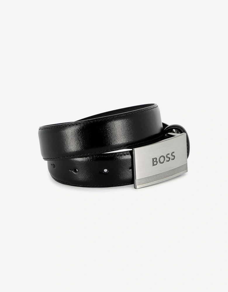 BOSS Boys Leather Branded Belt in Black