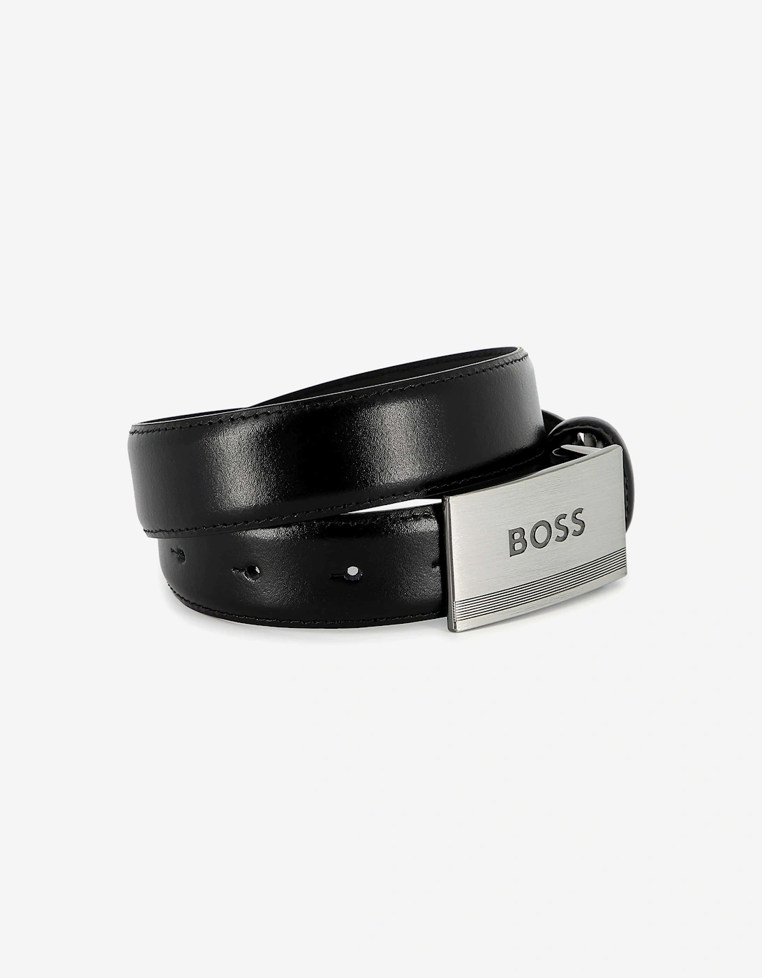 BOSS Boys Leather Branded Belt in Black